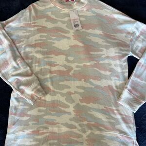New Directions Camouflage Sweater in Cream and Pink